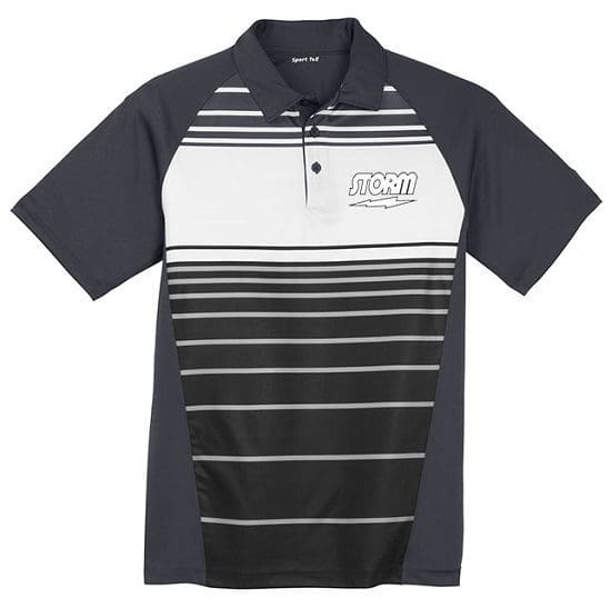 Storm Men's Mix Performance Polo Bowling Shirt Dri-Fit Black Graphite Grey 