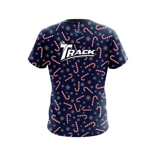 Track Snowy Candy Cane CoolWick Bowling Jersey - Image 2