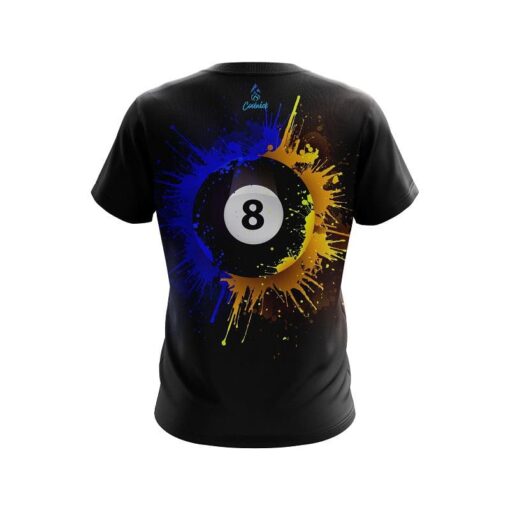 8 Ball Splash Yellow Blue CoolWick Billiards Jersey - Image 2