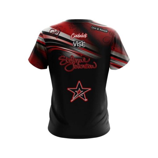 Stefanie Johnson Roto Grip Red Black Swirl CoolWick Bowling Jersey - Image 2