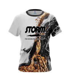 Storm Black And Gold Liquid Marble CoolWick Bowling Jersey