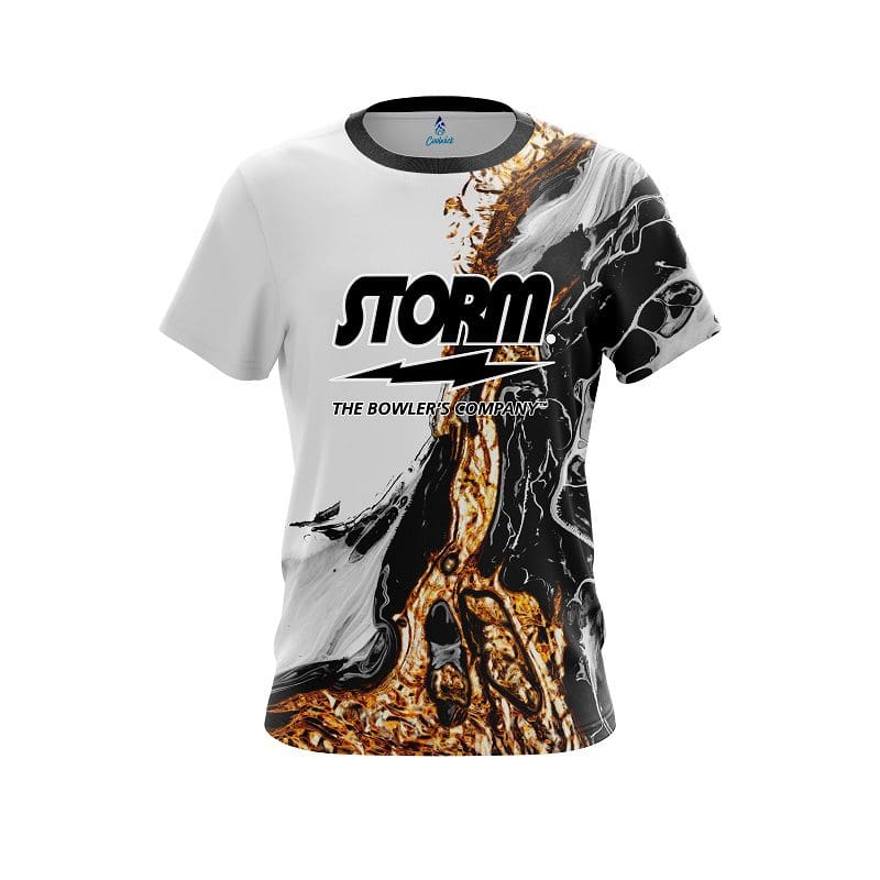 Storm Mens Dye Sub Electrical Tornado Black CoolWick Crew Bowling Jersey Shirt 