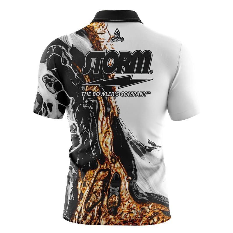 Black And Gold Liquid Marble Quick Ship CoolWick Sash Zip Bowling Jersey - Coolwick Apparel