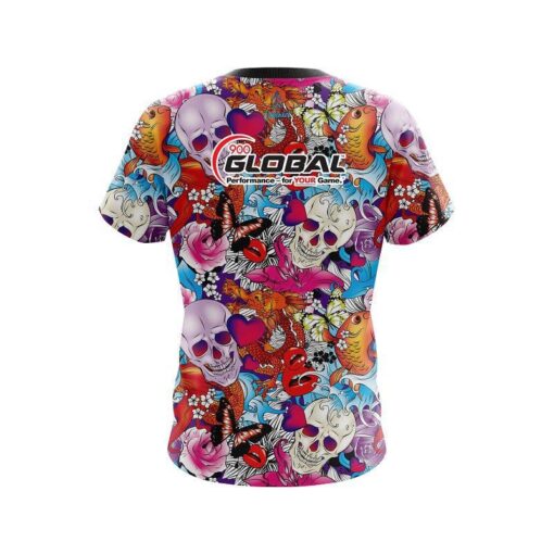 900 Global Skull Love CoolWick Bowling Jersey - Image 2