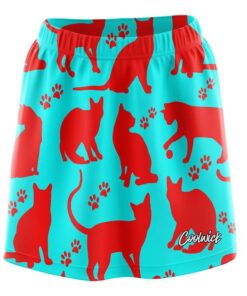 Aqua Red Cat CoolWick Bowling Skort