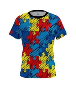 Plain Autism Awareness CoolWick Bowling Jersey