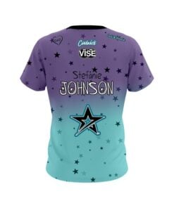 Alternative view of Stefanie Johnson Roto Grip Purple Teal Stars CoolWick Bowling Jersey