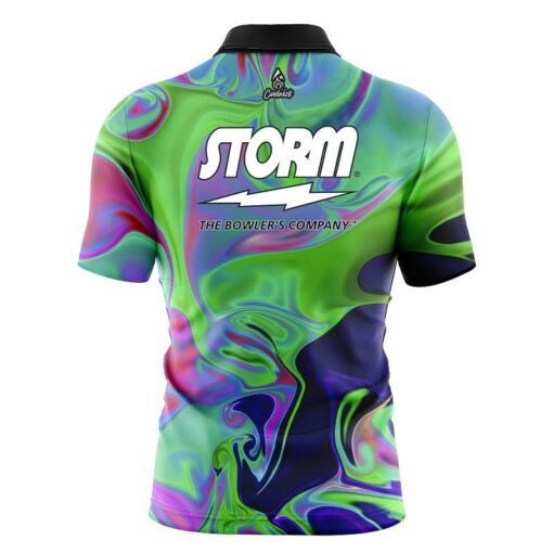 Storm Trippy Quick Ship CoolWick Sash Zip Bowling Jersey - Image 2