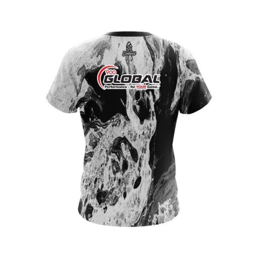 900 Global Marble Black White CoolWick Bowling Jersey - Image 2