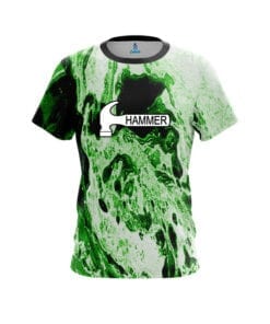 Hammer Mens Dye Sub Marbled Black White CoolWick Performance Crew Bowling Shirt 