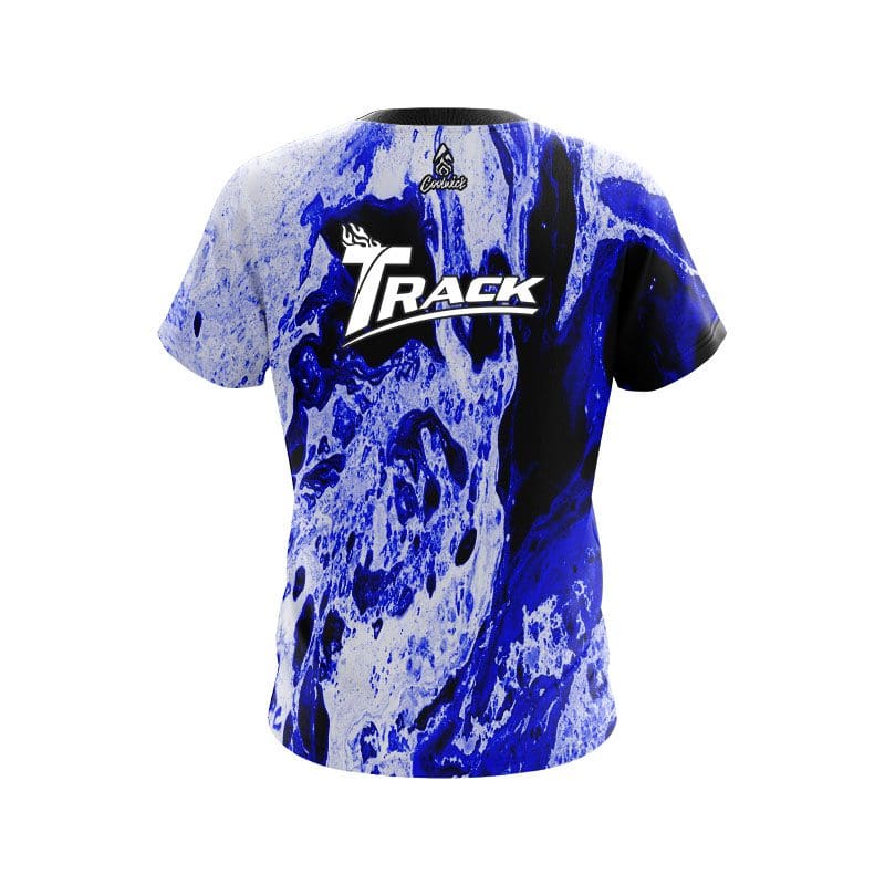 Track Mens Dye Sub Marble Blue CoolWick Performance Bowling Shirt 