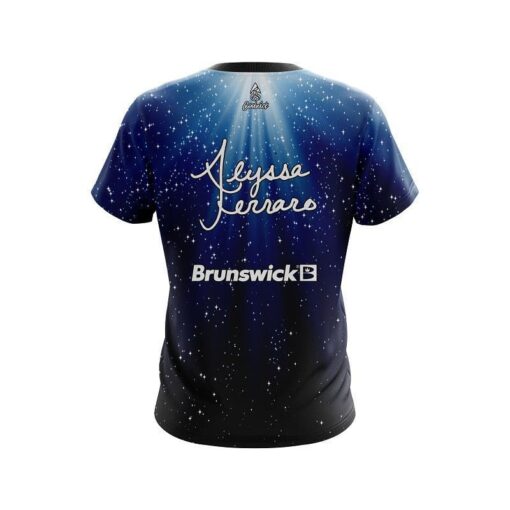 Brunswick Alyssa Ferraro Black and Blue Snow Stars CoolWick Bowling Jersey - Image 2