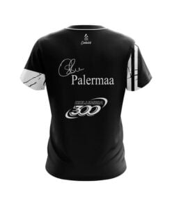 Alternative view of Osku Palermaa Columbia 300 Black White Suomi Finland Replica CoolWick Bowling Jersey