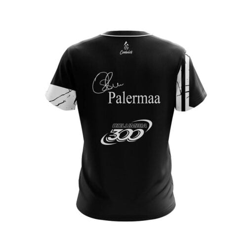 Osku Palermaa Columbia 300 Black White Suomi Finland Replica CoolWick Bowling Jersey - Image 2