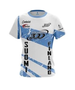 Osku Palermaa Columbia 300 White Blue Suomi Finland Replica CoolWick Bowling Jersey