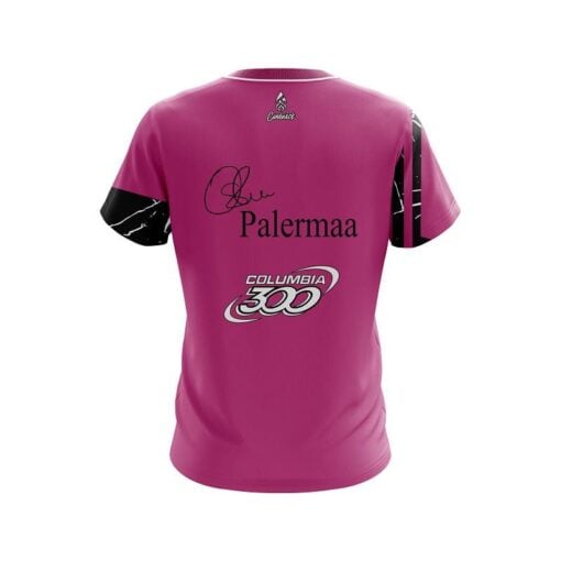 Osku Palermaa Columbia 300 Pink Black Suomi Finland Replica CoolWick Bowling Jersey - Image 2