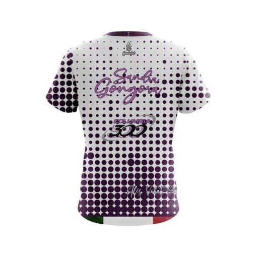 Columbia 300 Sandra Gongora Purple Polka Dot CoolWick Bowling Jersey - Image 2