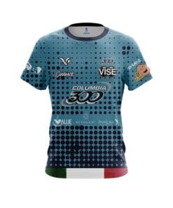 Columbia 300 Sandra Gongora Blue with Black Polka Dot CoolWick Bowling Jersey
