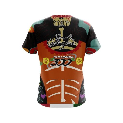 Columbia 300 Sandra Gongora Mexican Skeleton CoolWick Bowling Jersey - Image 2