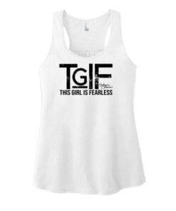 Stefanie Johnson TGIF This Girl is Fearless Coolwick Womens White Tank