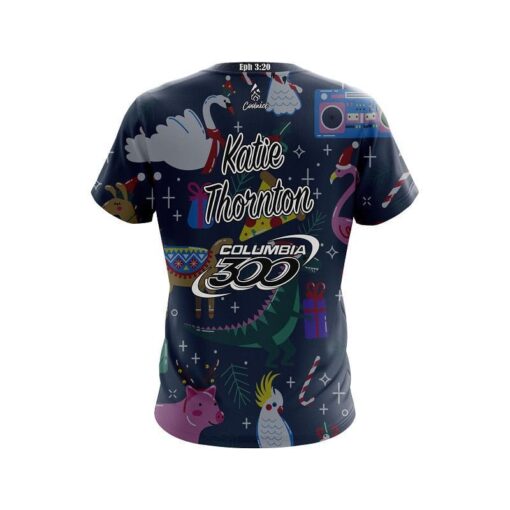 Katie Thornton Christmas Theme Columbia 300 Coolwick Bowling Jersey - Image 2