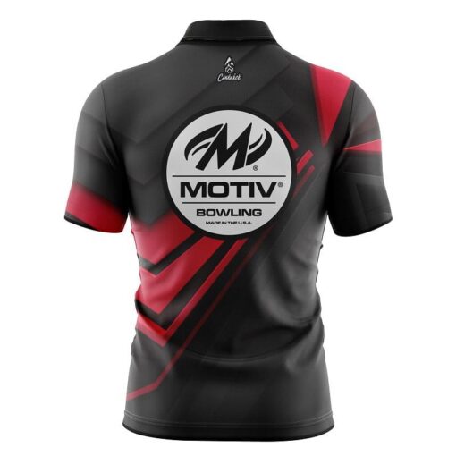 Motiv Steaming Dynamic Red Quick Ship CoolWick Sash Zip Bowling Jersey - Image 2