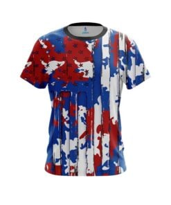 Red White and Blue American Camo Spots CoolWick Bowling Jersey