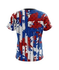 Alternative view of Red White and Blue American Camo Spots CoolWick Bowling Jersey