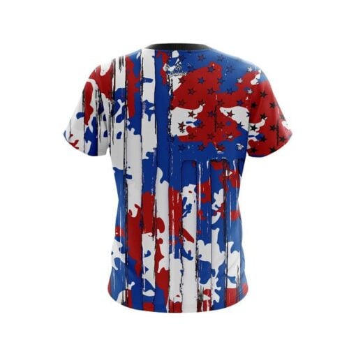Red White and Blue American Camo Spots CoolWick Bowling Jersey - Image 2