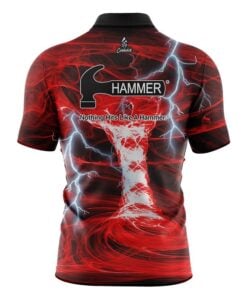 Alternative view of Hammer Electrical Tornado Red Quick Ship CoolWick Sash Zip Bowling Jersey