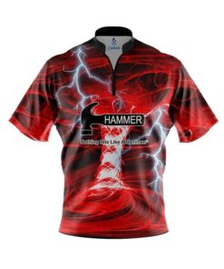 Hammer Electrical Tornado Red Quick Ship CoolWick Sash Zip Bowling Jersey