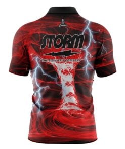 Alternative view of Storm Electrical Tornado Red Quick Ship CoolWick Sash Zip Bowling Jersey