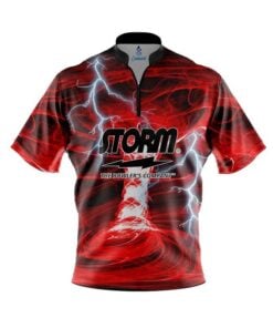 Storm Electrical Tornado Red Quick Ship CoolWick Sash Zip Bowling Jersey