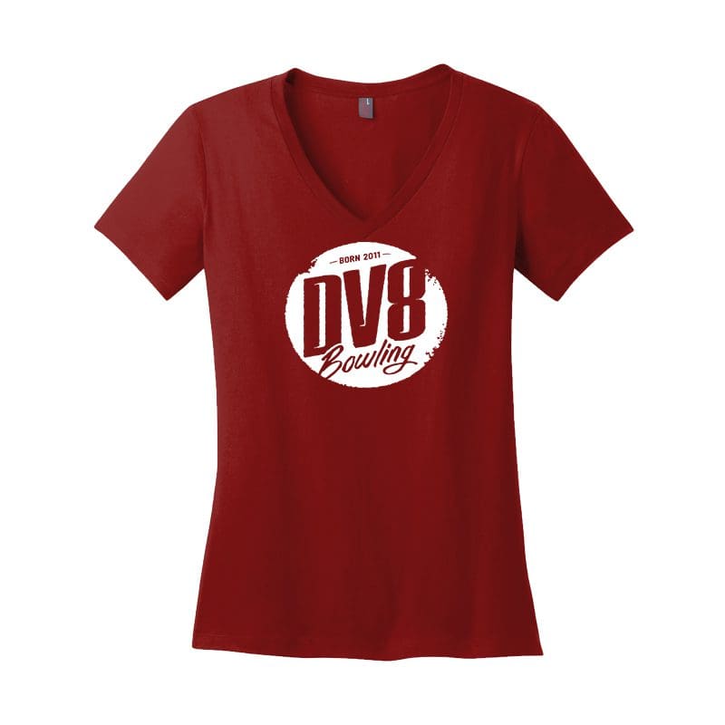 Coolwick Women's V Neck DV8 Bowling T-Shirt Red 4X