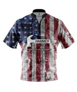 Hammer Rustic Flag Quick Ship CoolWick Sash Zip Bowling Jersey