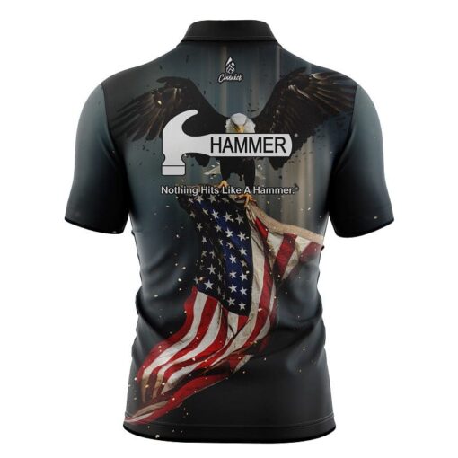 Hammer American Eagle Quick Ship CoolWick Sash Zip Bowling Jersey - Image 2