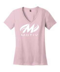 Coolwick Womens V Neck Light Pink Motiv Bowling T-Shirt