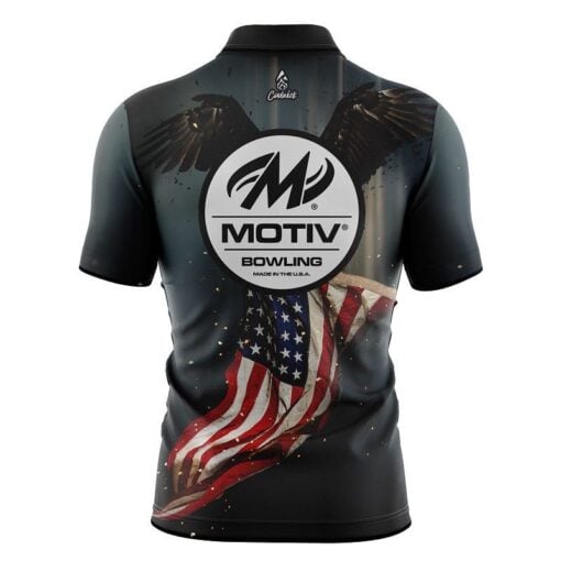 Motiv American Eagle Quick Ship CoolWick Sash Zip Bowling Jersey - Image 2