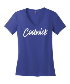 Signature Coolwick Logo Womens V Neck Royal Blue Bowling T-Shirt