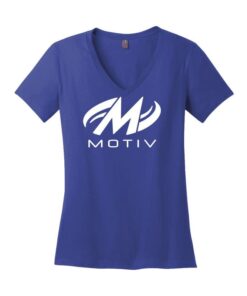 Coolwick Womens V Neck Royal Blue Motiv Bowling T-Shirt