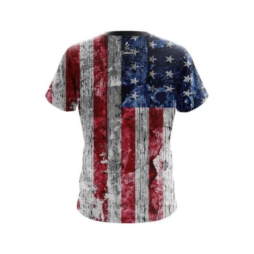 Plain USA Rustic Flag CoolWick Bowling Jersey - Image 2