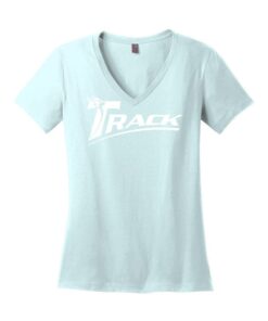 Coolwick Womens V Neck Seaglass Blue Track Bowling T-Shirt