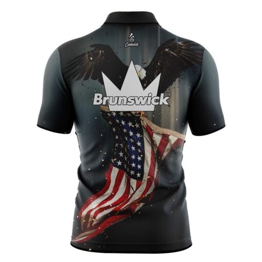 Brunswick American Eagle Quick Ship CoolWick Sash Zip Bowling Jersey - Image 2
