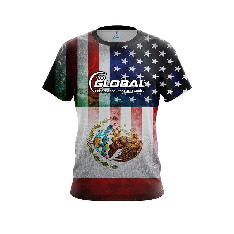 900 Global USA Mexico Flag CoolWick Bowling Jersey