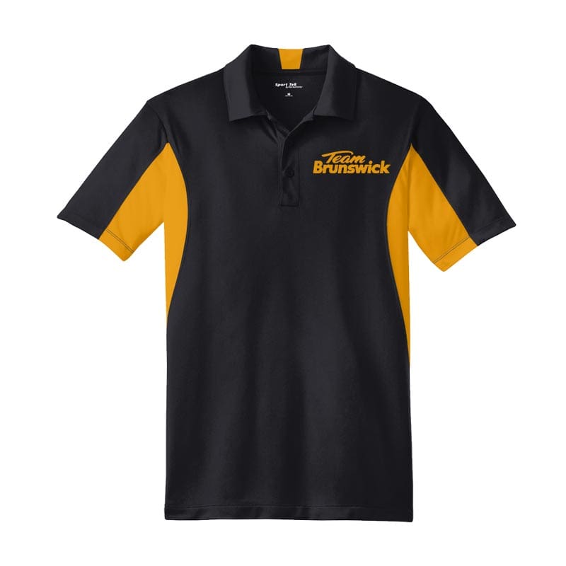 Brunswick Mens Tall Black Gold Sport Tek Micro Polo