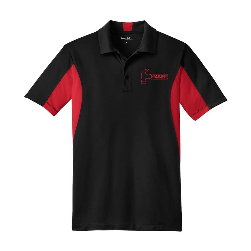 Hammer Mens Tall Black Red Sport Tek Micro Polo