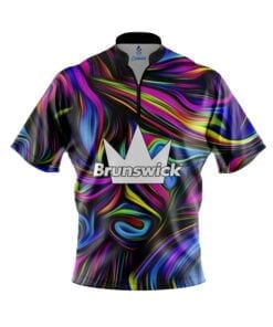 Brunswick Mens Dye Sub Blue Line CoolWick Performance Bowling Shirt 