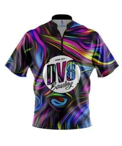 DV8 Mens Dye Sub Blue Line CoolWick Performance Crew Bowling Shirt 