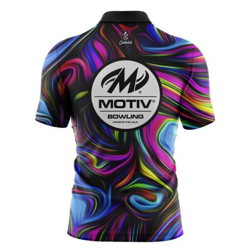 Motiv Psychedelic Swirl Quick Ship CoolWick Sash Zip Bowling Jersey - Image 2