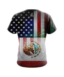Alternative view of Plain USA Mexico Flag CoolWick Bowling Jersey